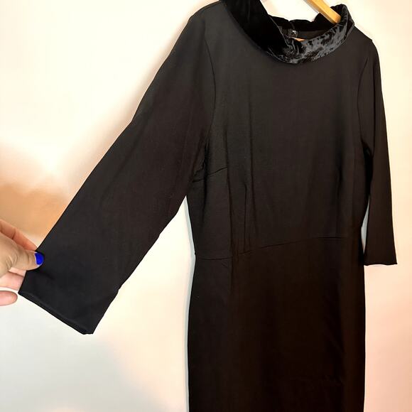 Talbots Velvet Trim Collar Ponte Knit Dress Size 14 New With Tags - Picture 4 of 7
